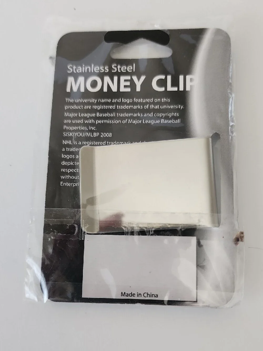 Stainless Steel Money Clip with Green & Yellow Emblem - University O Style